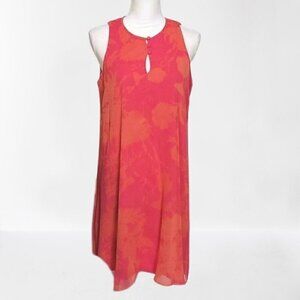 Chaps Orange and Pink Floral Trapeze Dress Sz 8